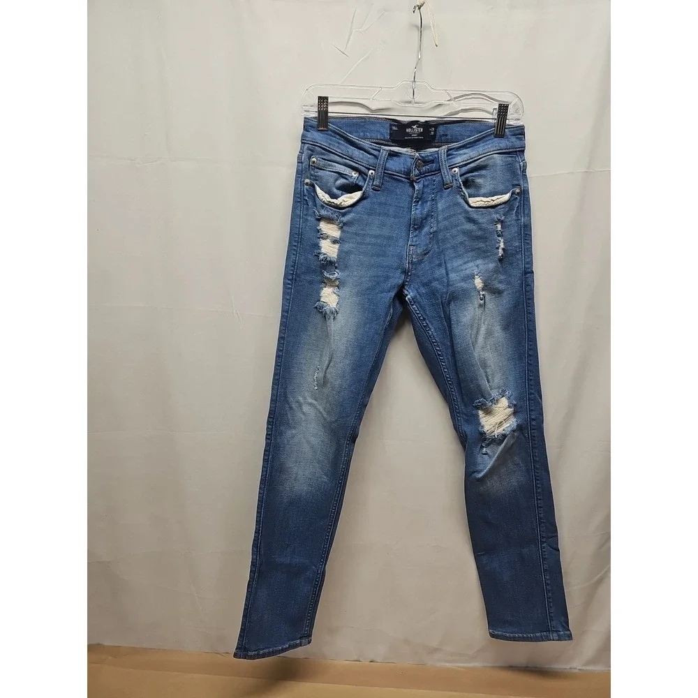 Hollister Mens Blue Skinny Fit Stretch Factory Denim Jeans Low Rise Size 29 X 30 - Picture 3 of 16